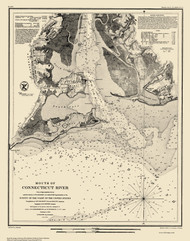 Mouth of Connecticut River 1853 Color Added - Old Map Nautical Chart AC Harbors 360 - Connecticut