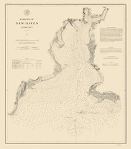 New Haven Harbor 1875 - Old Map Nautical Chart AC Harbors 218 - Connecticut