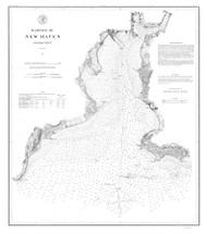 New Haven Harbor 1875 BW - Old Map Nautical Chart AC Harbors 218 - Connecticut