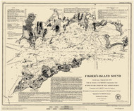Fishers Island Sound 1847 - Old Map Nautical Chart AC Harbors 358 - Connecticut