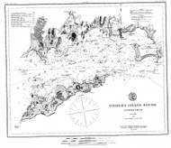 Fishers Island Sound 1885 BW - Old Map Nautical Chart AC Harbors 358 - Connecticut