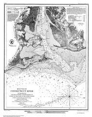 Mouth of Connecticut River 1853 BW - Old Map Nautical Chart AC Harbors 360 - Connecticut