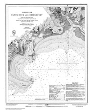 Harbors of Black Rock and Bridgeport 1848 BW - Old Map Nautical Chart AC Harbors 363 - Connecticut