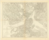 Boston Inner Harbor 1909 - Old Map Nautical Chart AC Harbors 248 - Massachusetts