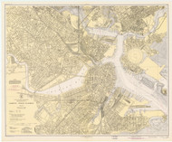 Boston Inner Harbor 1945 - Old Map Nautical Chart AC Harbors 248 - Massachusetts