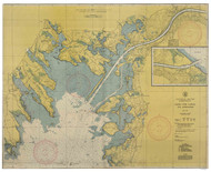 Cape Cod Canal and Approaches 1942 B Old Map Nautical Chart AC Harbors 2 251 - Massachusetts