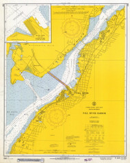 Fall River Harbor 1966 Old Map Nautical Chart AC Harbors 2 350 - Massachusetts