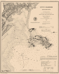 Lynn Harbor 1877 Color - Old Map Nautical Chart AC Harbors 1 336 - Massachusetts
