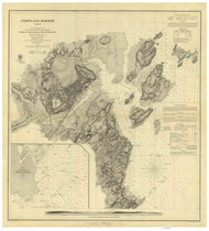 Portland Harbor 1862 - Old Map Nautical Chart AC Harbors 1 325 - Maine