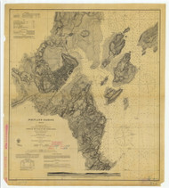 Portland Harbor 1871 - Old Map Nautical Chart AC Harbors 1 325 - Maine
