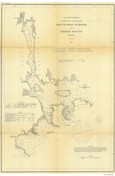 South West Harbor and Somes Sound 1872 B - Old Map Nautical Chart AC Harbors 4 291 - Maine