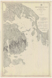 Frenchmans Bay and Eastern Part of Mount Desert Harbor 1885 C - Old Map Nautical Chart AC Harbors 4 306 - Maine