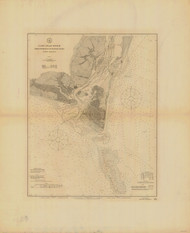 Cape Fear River - Entrance to Reeves Pt. 1914 - Old Map Nautical Chart AC Harbors 424 - North Carolina