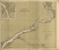 Delaware River Philadelphia to Trenton 1914 - Old Map Nautical Chart AC Harbors 296 - New Jersey