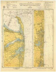 New York Bay to Manasquan Inlet 1953 - Old Map Nautical Chart AC Harbors 824 - New Jersey