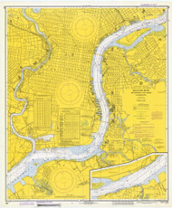 Delaware River Philadelphia and Camden Waterfronts 1973 - Old Map Nautical Chart AC Harbors 280 - New Jersey
