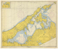 Shelter Island Sound and Peconic Bays 1952 - Old Map Nautical Chart AC Harbors 363 - New York