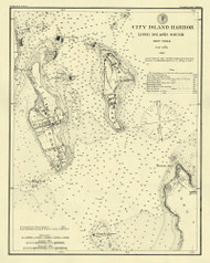 City Island Harbor 1884 - Old Map Nautical Chart AC Harbors 361 - New York