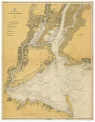 New York Harbor 1918 - Old Map Nautical Chart AC Harbors 369 - New York
