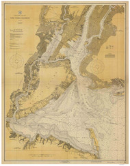 New York Harbor 1925 - Old Map Nautical Chart AC Harbors 369 - New York