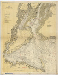 New York Harbor 1929 - Old Map Nautical Chart AC Harbors 369 - New York