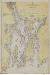 Narragansett Bay 1930 - Old Map Nautical Chart AC Harbors 353 - Rhode Island