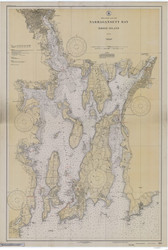 Narragansett Bay 1932 - Old Map Nautical Chart AC Harbors 353 - Rhode Island