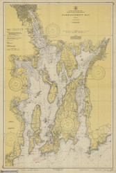 Narragansett Bay 1945 - Old Map Nautical Chart AC Harbors 353 - Rhode Island