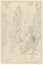 Newport Harbor and Entrance to Narragansett Bay 1891 - Old Map Nautical Chart AC Harbors 236 - Rhode Island