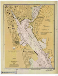 Providence Harbor 1925 - Old Map Nautical Chart AC Harbors 352 - Rhode Island