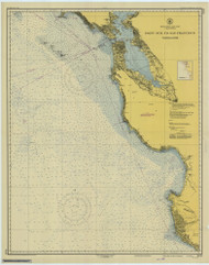 Point Sur to San Francisco 1948 Nautical Map Reprint 5402 California - Big Area Post 1917
