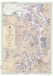 Puget Sound 1990 Nautical Map Reprint 6401 Washington - Big Area Post 1917