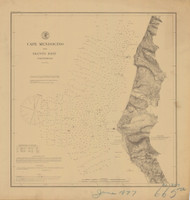Mendocino Bay 1877 - Old Map Nautical Chart PC Harbors 665 - California
