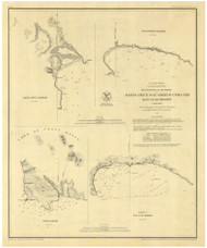Santa Cruz, San Simeon, Coxo, and San Luis Obispo 1885 - Old Map Nautical Chart PC Harbors 614 - California