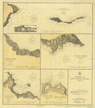 Santa Barbara Islands 1927 - Old Map Nautical Chart PC Harbors 5126 - California