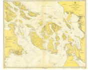 Strait of Juan de Fuca to Strait of Georgia 1947 Pacific Coast Harbor Chart 6380 Washington