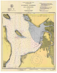 Approaches to Everett 1948 - Old Map Nautical Chart PC Harbors 6448 - Washington