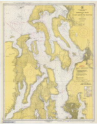Admiralty Inlet and Puget Sound to Seattle 1948 - Old Map Nautical Chart PC Harbors 6450 - Washington