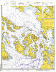 Strait of Juan de Fuca to Strait of Georgia 1974 - Old Map Nautical Chart PC Harbors 6380 - Washington