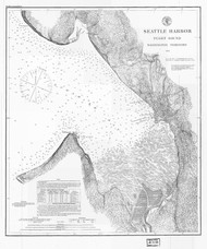 Seattle Harbor 1879 - Old Map Nautical Chart PC Harbors 6445 - Washington
