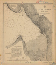 Seattle Harbor 1889 A - Old Map Nautical Chart PC Harbors 6445 - Washington