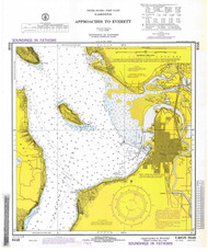 Approaches to Everett 1972 - Old Map Nautical Chart PC Harbors 6448 - Washington