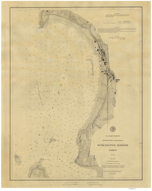 Burlington Harbor - 1884 Nautical Chart - OLD MAPS