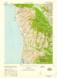 Halfmoon Bay, California 1940 (1959) USGS Old Topo Map 15x15 Quad