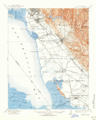 Haywards, California 1915 (1939) USGS Old Topo Map 15x15 Quad