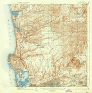La Jolla, California 1903 (1934) USGS Old Topo Map 15x15 Quad