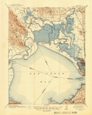 Mare Island, California 1916 (1947) USGS Old Topo Map 15x15 Quad