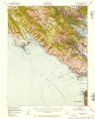 Mt Tamalpais, California 1950 (1954) USGS Old Topo Map 15x15 Quad