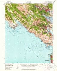 Mt Tamalpais, California 1950 (1962) USGS Old Topo Map 15x15 Quad