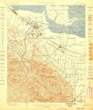 Palo Alto, California 1899 (1899) USGS Old Topo Map 15x15 Quad